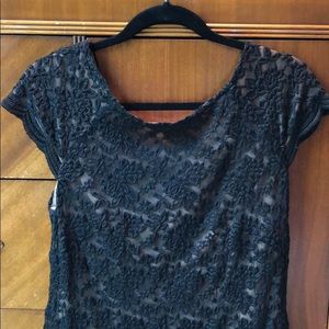 Black lace dress with nude underlay